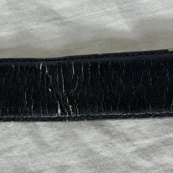 Vintage Men’s Leather Belt Solid Brass Buckle Brown 40 Unbranded Classic 90s - Picture 8 of 9